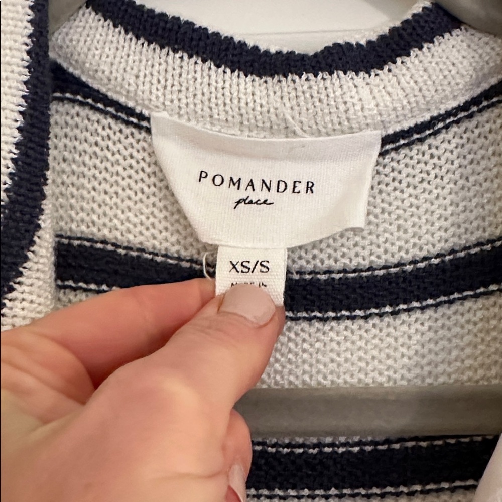 Pomander Place White and Navy Striped Maxi Dress - Picture 2 of 6